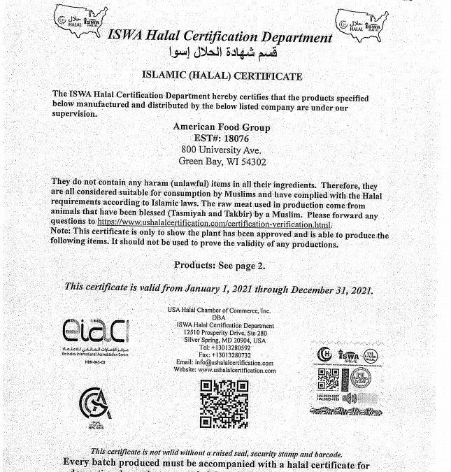 Halal Lunch Certification